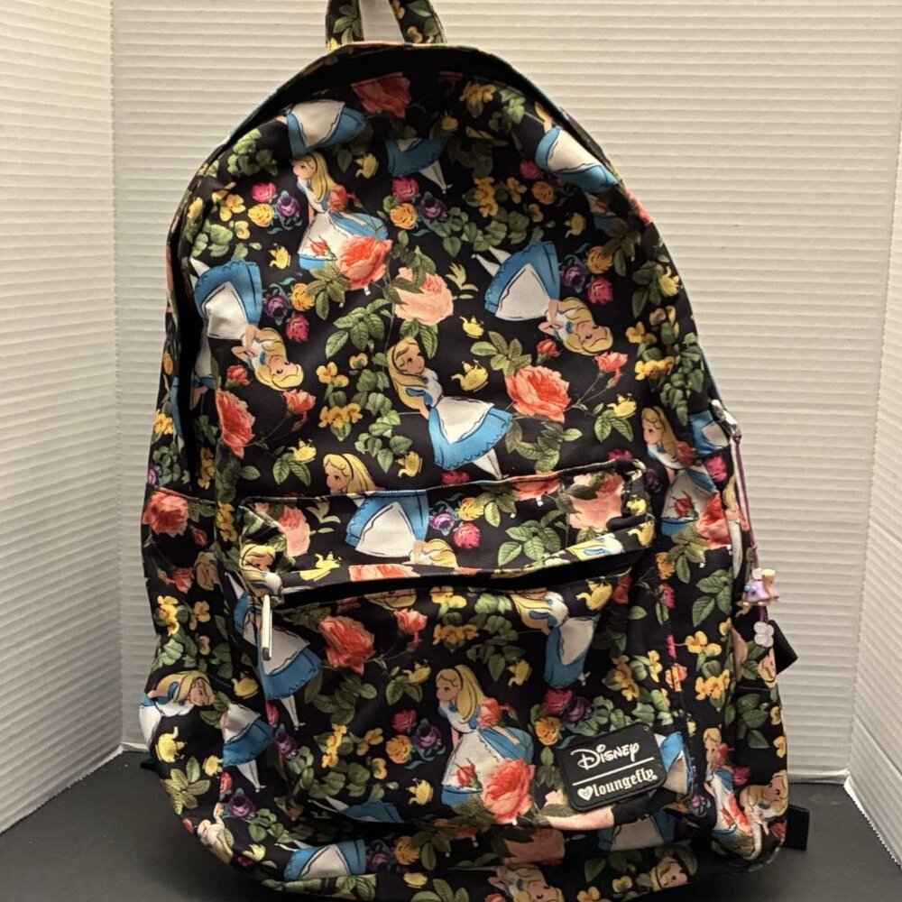 Rare Loungefly Disney Alice in Wonderland Floral Backpack Full Size Laptop Sleev